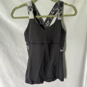 Lululemon Push Ur Limits Tank Coal/Black Roses sz 6